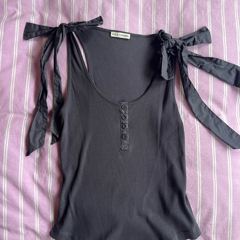 Ulla Johnson Charcoal Tank Top with Tie Straps